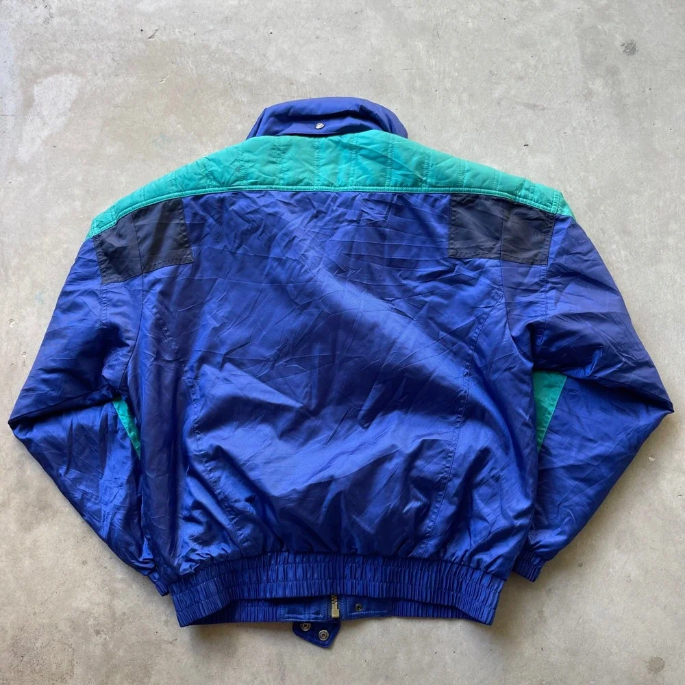 Vintage Descente Ski Jacket Blue Teal Colorblock Mens Small Retro 80s 90s Sport